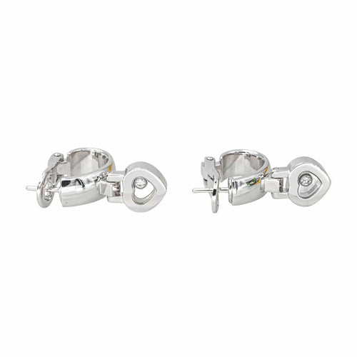 Boucles d'oreilles Chopard Happy Diamonds - Boucles d’oreilles dormeuses en or blanc et diamants 58 Facettes 4410625CN