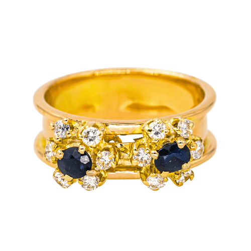 Bague 50.5 Bague bandeau en or jaune avec saphirs et diamants 58 Facettes 4416913RV