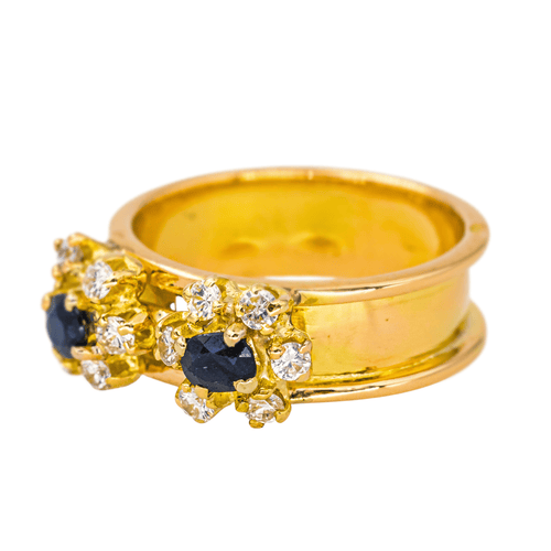 Bague 50.5 Bague bandeau en or jaune avec saphirs et diamants 58 Facettes 4416913RV