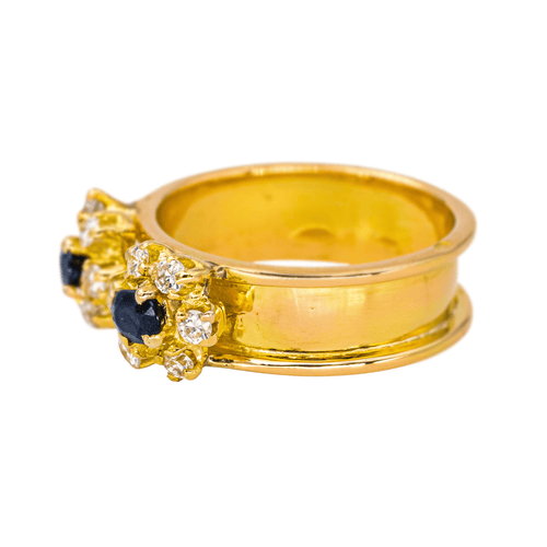 Bague 50.5 Bague bandeau en or jaune avec saphirs et diamants 58 Facettes 4416913RV