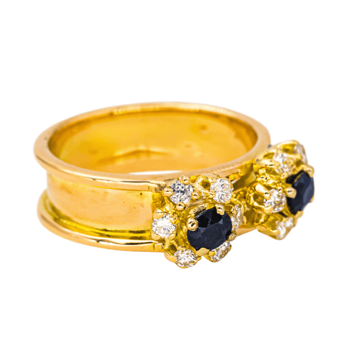 Bague 50.5 Bague bandeau en or jaune avec saphirs et diamants 58 Facettes 4416913RV
