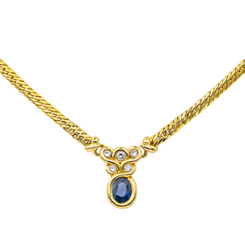 Collier Collier - Pendentif en or jaune 18 carats saphir et diamants 58 Facettes 4416915RV