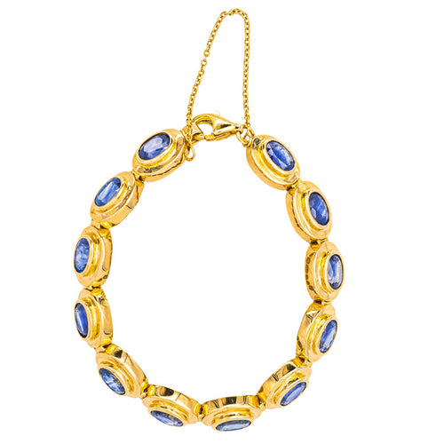 Bracelet Bracelet en or jaune 18 carats serti de saphirs ovales 58 Facettes 4416916RV