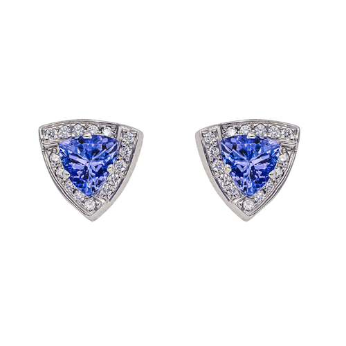 Boucles d'oreilles Boucles d’oreilles puces en or blanc 18 carats tanzanites et diamants 58 Facettes 4423606RV