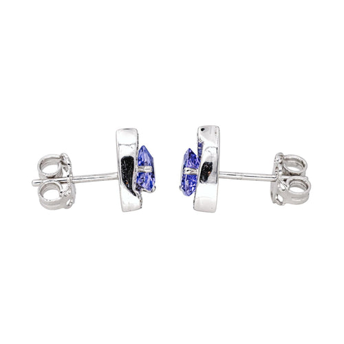 Boucles d'oreilles Boucles d’oreilles puces en or blanc 18 carats tanzanites et diamants 58 Facettes 4423606RV