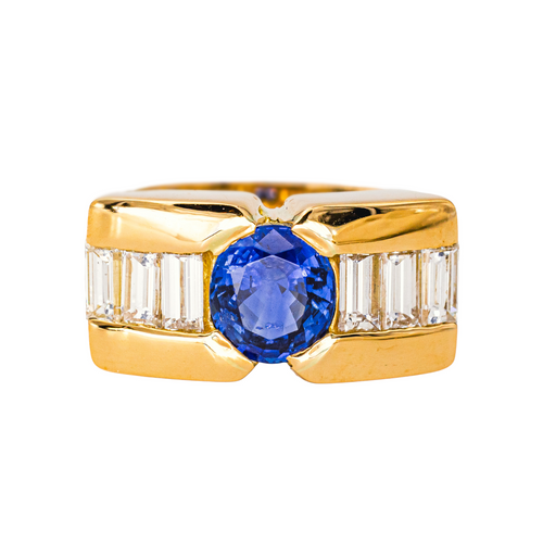 Bague 52 Bague en or jaune 18 carats au saphir et diamants 58 Facettes 4442221RV