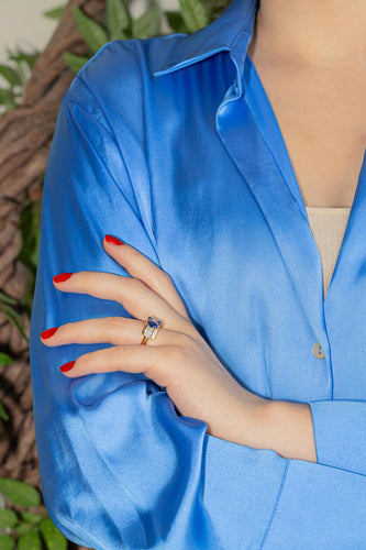 Bague 52 Bague en or jaune 18 carats au saphir et diamants 58 Facettes 4442221RV