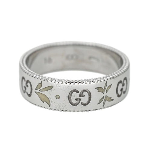 Bague 56 Gucci Icon Blossom - Bague en or blanc 18 carats émaillée 58 Facettes 4542627CN