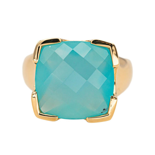 Bague 53.5 Bague en or jaune 18 carats sertie d’une calcédoine carrée 58 Facettes 4578561RV