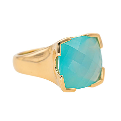 Bague 53.5 Bague en or jaune 18 carats sertie d’une calcédoine carrée 58 Facettes 4578561RV