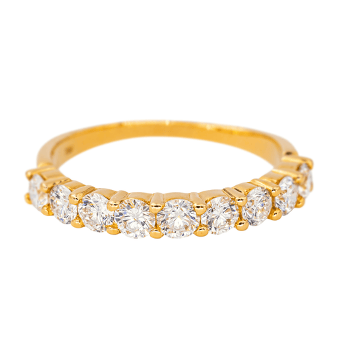Bague 56 Bague demi-alliance en or jaune 18 carats et diamants 58 Facettes 4578563RV