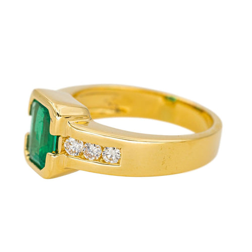 Bague 53 Bague en or jaune 18 carats avec émeraude et diamants 58 Facettes 4599349RV