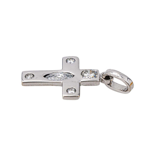 Pendentif Pendentif croix en or blanc 18 carats et diamants 58 Facettes 4608587CN