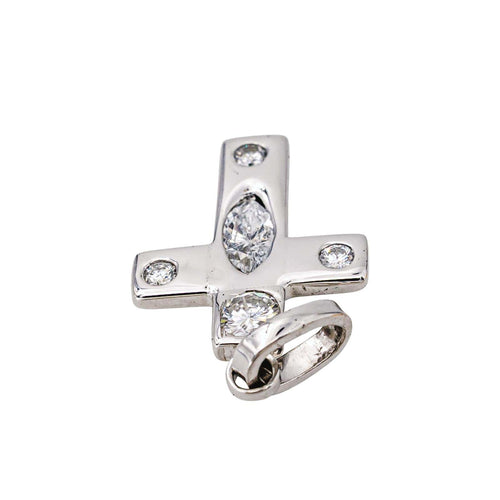 Pendentif Pendentif croix en or blanc 18 carats et diamants 58 Facettes 4608587CN
