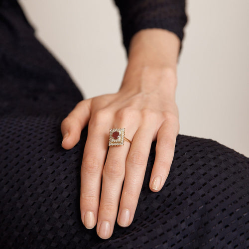 Bague 54 Bague Love en or jaune 18 carats et rubis, diamants 58 Facettes BO/220058 STA