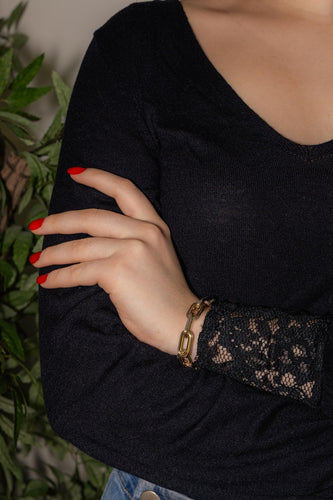 Bracelet Bracelet maille forçat jumelée en or jaune 18 carats 58 Facettes 4651187CN