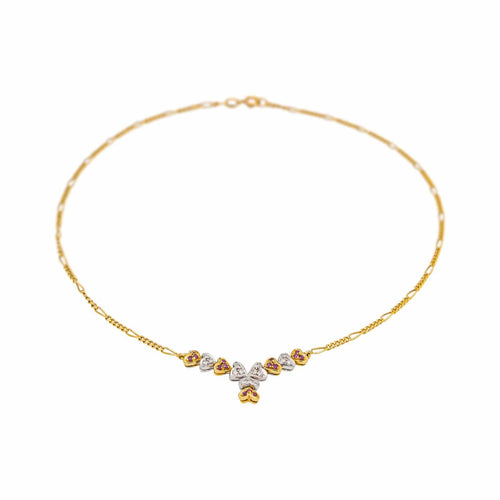 Collier Collier motifs cœurs en or jaune et blanc 18 carats, diamants et rubis 58 Facettes 4670260CN