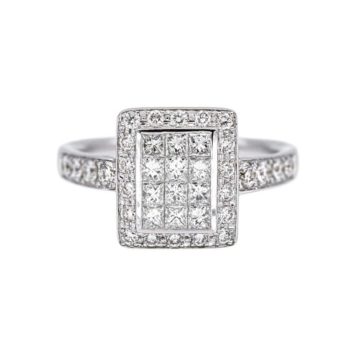 Bague 52 Bague en or blanc 18 carats sertie de diamants 58 Facettes 4693192RV