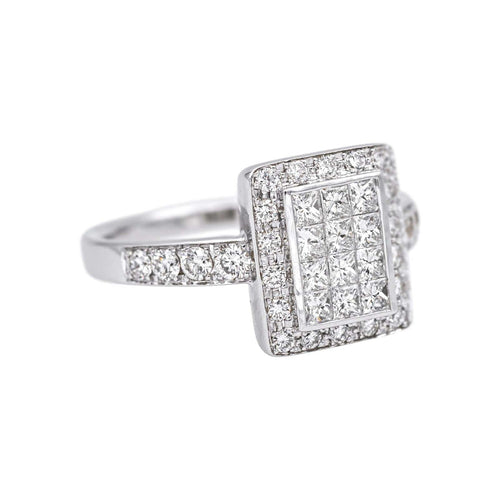 Bague 52 Bague en or blanc 18 carats sertie de diamants 58 Facettes 4693192RV