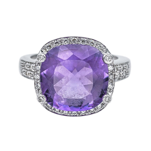 Bague 51 Poiray Filles Antik - Bague en or blanc avec améthyste et diamants 58 Facettes 4693193RV