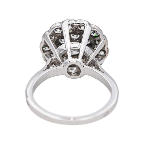 Bague 53.5 Bague en or blanc 18 carats pavée de diamants taille ancienne 58 Facettes 4712453CN