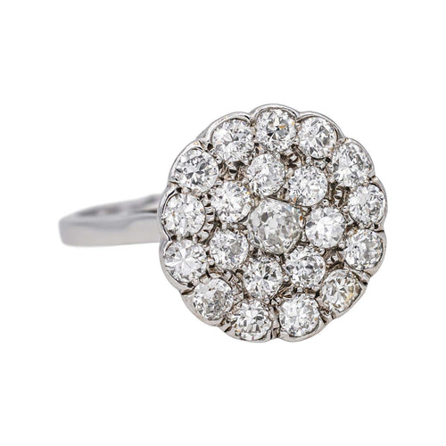 Bague 53.5 Bague en or blanc 18 carats pavée de diamants taille ancienne 58 Facettes 4712453CN