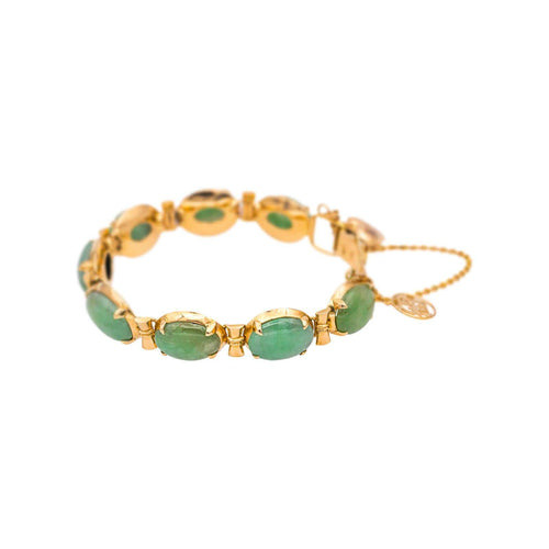 Bracelet Bracelet en or jaune 18 carats serti de cabochons de jade 58 Facettes 4738152CN