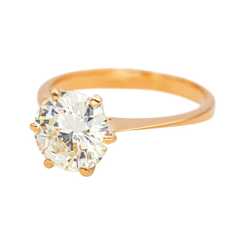 Bague 51 Bague solitaire en or jaune 18 carats avec diamant taille ancienne 58 Facettes 4745024CN