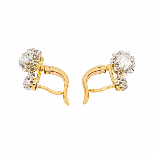 Boucles d'oreilles Boucles d’oreilles dormeuses en or jaune et platine avec diamants 58 Facettes 4745028CN