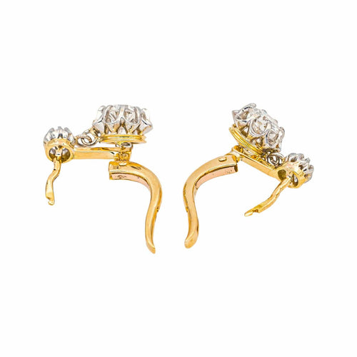 Boucles d'oreilles Boucles d’oreilles dormeuses en or jaune et platine avec diamants 58 Facettes 4745028CN