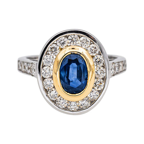 Bague 53 Bague Pompadour en or blanc et jaune 18 carats saphir et diamants 58 Facettes 4801589CN