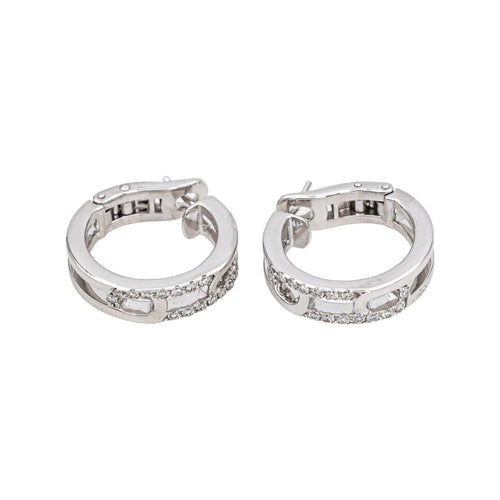 Boucles d'oreilles Créoles - Boucles d’oreilles en or blanc 18 carats et diamants 58 Facettes 4893168CN