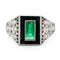 Bague 56 Bague en platine avec émeraude, onyx et diamants 58 Facettes 4E1AB52DC0A34BB8AF034567CE1842E0
