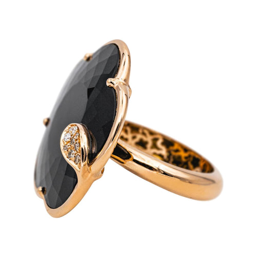 Bague 55 Pasquale Bruni - Bague fleur en or rose avec onyx et diamants 58 Facettes 4908648RV