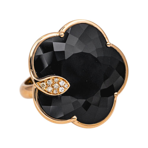 Bague 55 Pasquale Bruni - Bague fleur en or rose avec onyx et diamants 58 Facettes 4908648RV