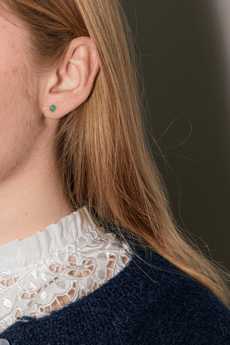 Boucles d'oreilles Boucles d’oreilles puces en or jaune 18 carats et émeraudes 58 Facettes 4931996CN