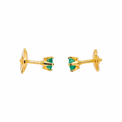 Boucles d'oreilles Boucles d’oreilles puces en or jaune 18 carats et émeraudes 58 Facettes 4931996CN