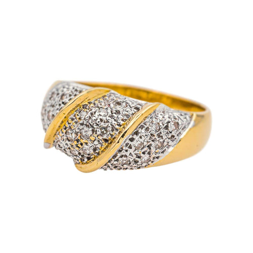 Bague 53 Bague en or jaune et blanc 18 carats pavée de diamants 58 Facettes 4931998CN
