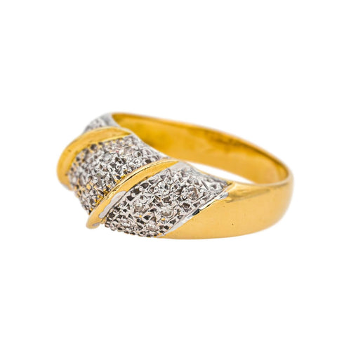 Bague 53 Bague en or jaune et blanc 18 carats pavée de diamants 58 Facettes 4931998CN