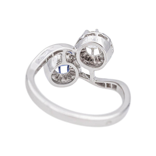 Bague 53 Bague toi et moi en or blanc 18 carats avec diamants et saphir 58 Facettes 4951644CN