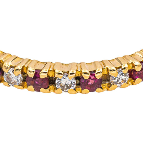 Bague 52 Alliance tour complet - Bague en or jaune rubis et diamants 58 Facettes 4958961CN