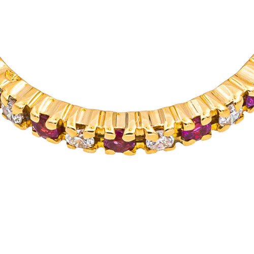 Bague 52 Alliance tour complet - Bague en or jaune rubis et diamants 58 Facettes 4958961CN