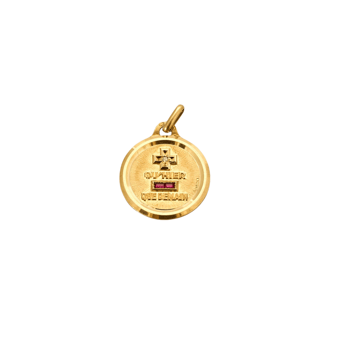 Pendentif AUGIS - Médaille d'amour or jaune diamant et rubis 58 Facettes