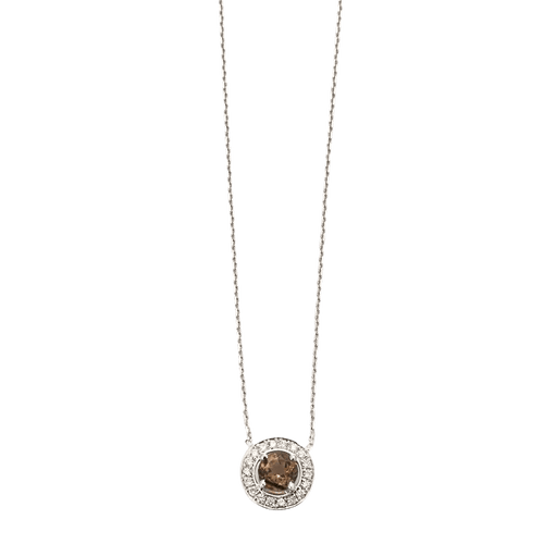 Collier Collier pendentif or blanc tourmaline polychrome diamants en halo 58 Facettes