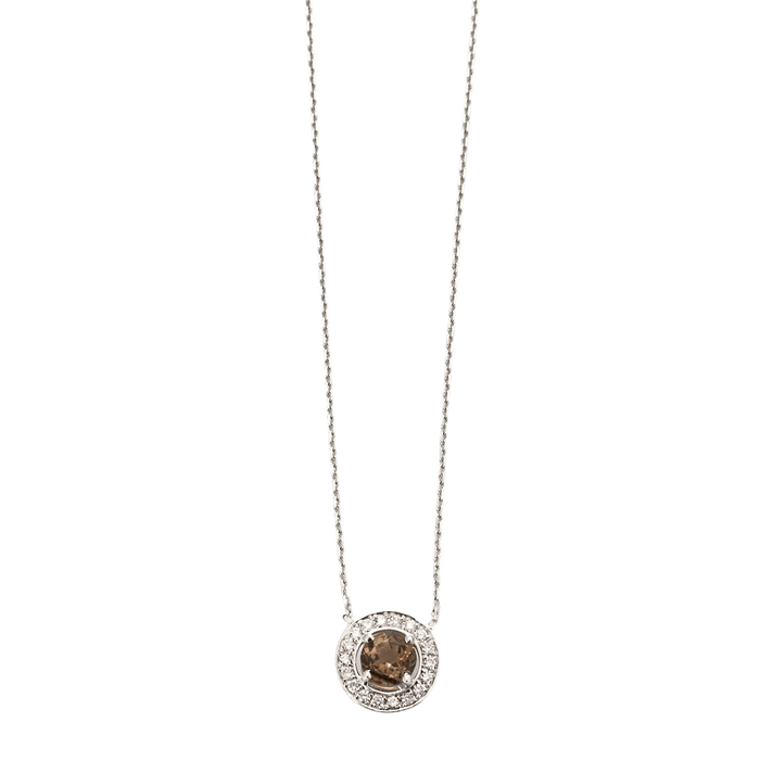 Collier Collier pendentif or blanc tourmaline polychrome diamants en halo 58 Facettes