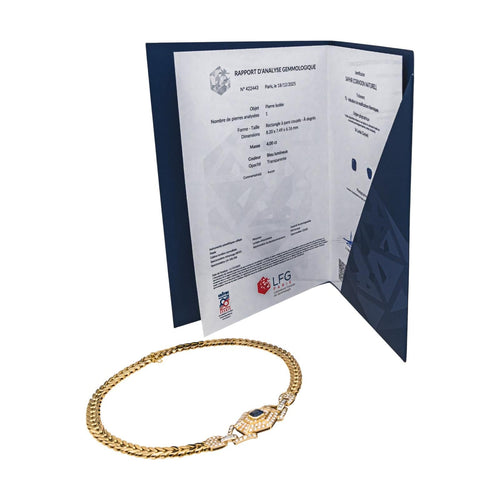 Collier Collier en or jaune 18 carats avec saphir et diamants 58 Facettes 5026620CN