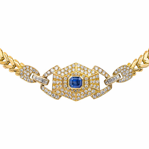 Collier Collier en or jaune 18 carats avec saphir et diamants 58 Facettes 5026620CN