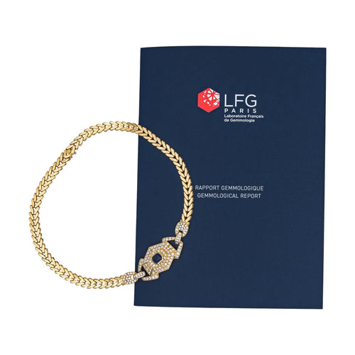 Collier Collier en or jaune 18 carats avec saphir et diamants 58 Facettes 5026620CN