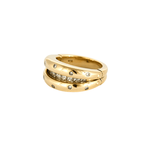 Bague 53 Bague Versatile double jonc en or jaune 18k et diamants 58 Facettes BO/240025