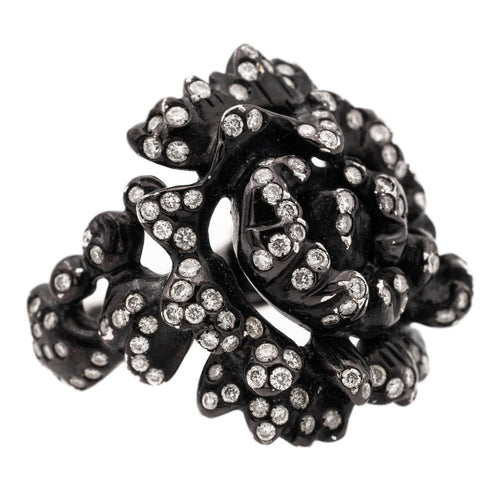 Bague 51 Repossi Nérée - Bague en or noir 18 carats et diamants 58 Facettes 577670GD